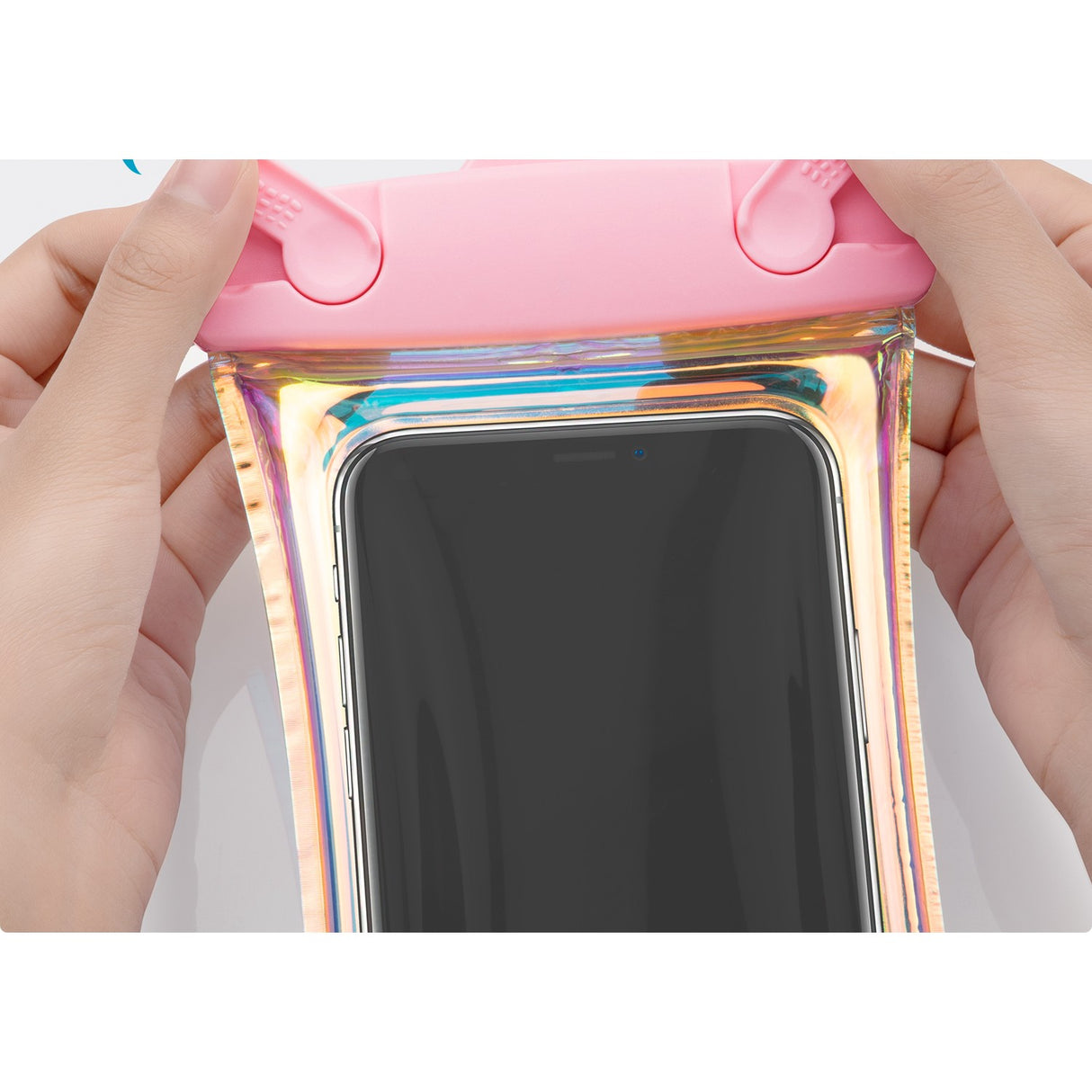 Husa subacvatica Holografica Waterproof Flippy, Snowproof, Universala, Impermeabila, cu Snur, pentru telefon sau documente, Roz - vivimall.ro