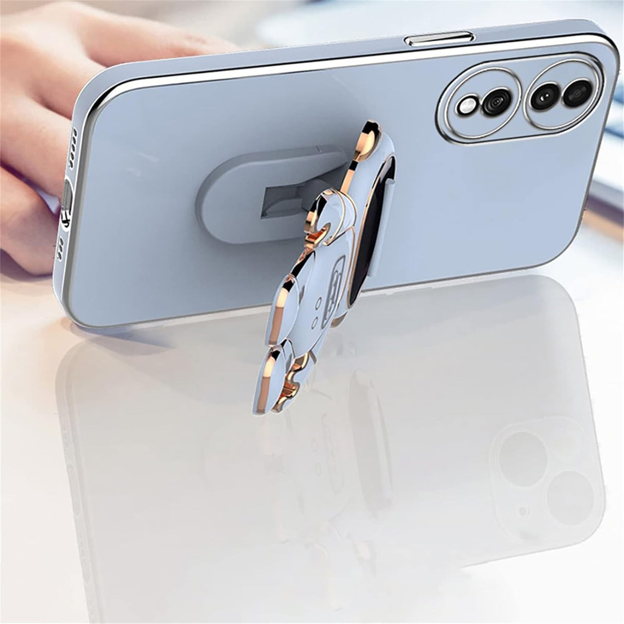 Detaliu suport integrat tip astronaut al huselor TPU verzi pentru Huawei Mate 50 Pro