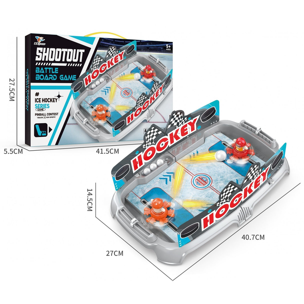 Joc de Masa Interactiv Ice Hockey pentru Copii, Vivimall, 4 Mingi, Tabela Scor, 40.7x27x14.5 cm, Multicolor - vivimall.ro