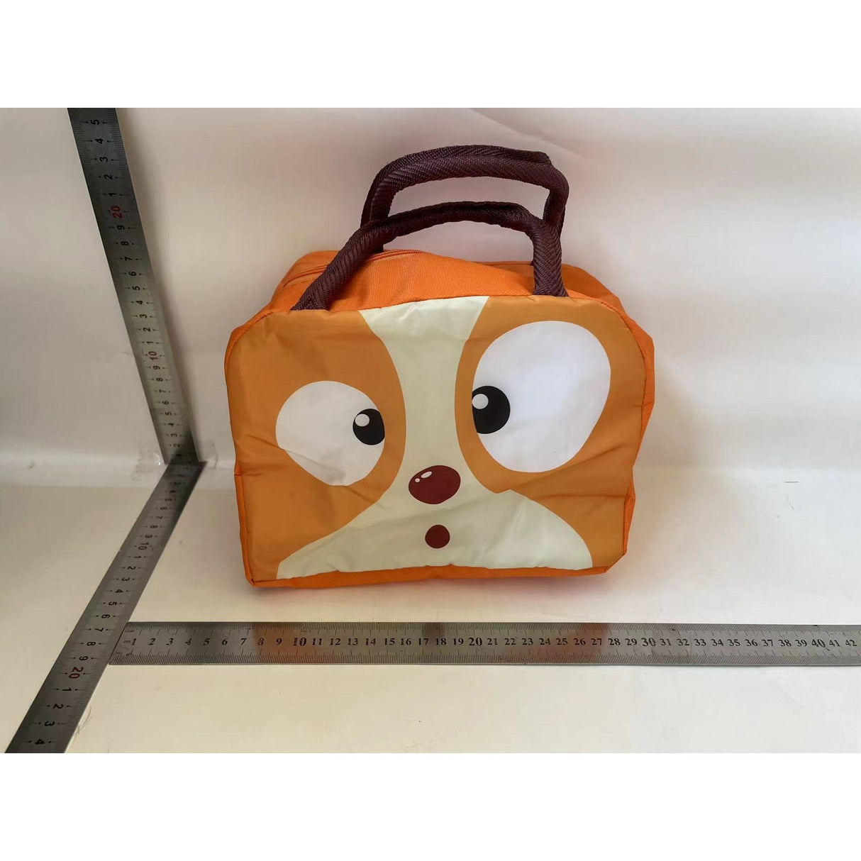 Geantă Frigorifică, Vivimall, cu Desene Animat, Portabilă pentru Copii, de Prânz, din Pânză Oxford, 22x14x19 cm, Model Catelus, Maro - vivimall.ro