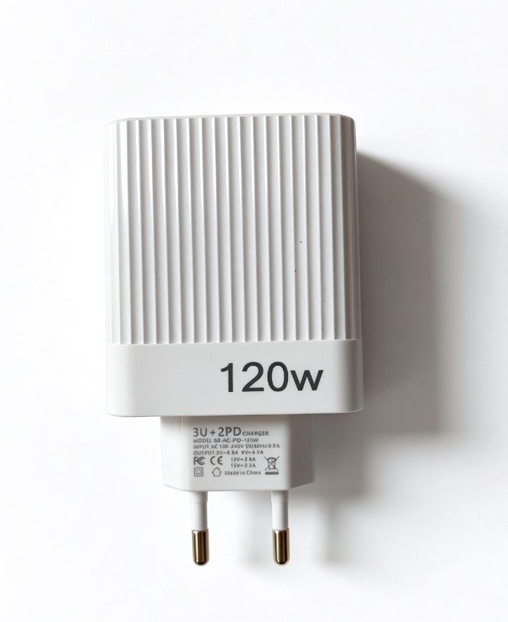 Încărcător Rețea 120W cu 3 USB-A și 2 Type-C, Power Delivery, Alb