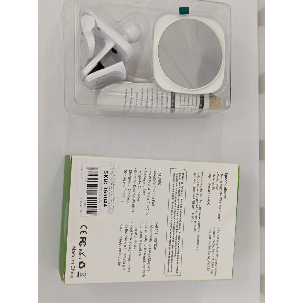 Incarcator Wireless Auto pentru Telefon, Flippy, Statie de Incarcare Magnetica Auto pentru Masina, 15W, 7 x 7 x 6.3 cm, Compatibil cu iOS/Android, Alb - vivimall.ro