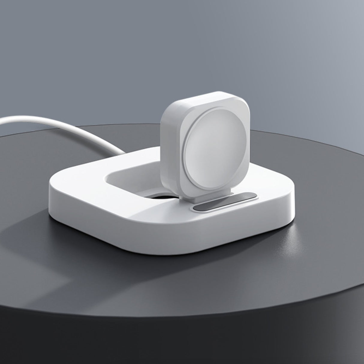 Încărcător wireless Apple Watch conectat prin USB-C, vedere laterală profil