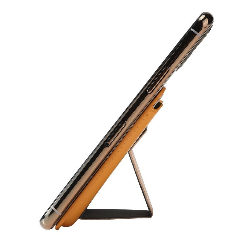 Accesoriu pentru telefon 3 in 1 Flippy, incarcator Wirelles Magsafe, portofel si suport, maro - vivimall.ro