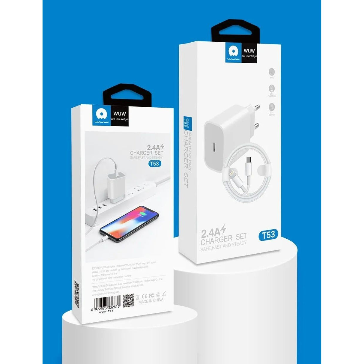 Incarcator WUW, Tip-C- Lightning, Compatibil iPhone, 2.4A, Flippy, Alb - vivimall.ro