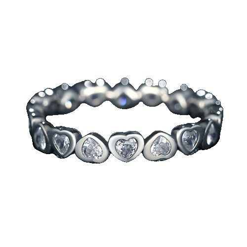 Inel Argint 925 Circular Inimi cu Pietre M59