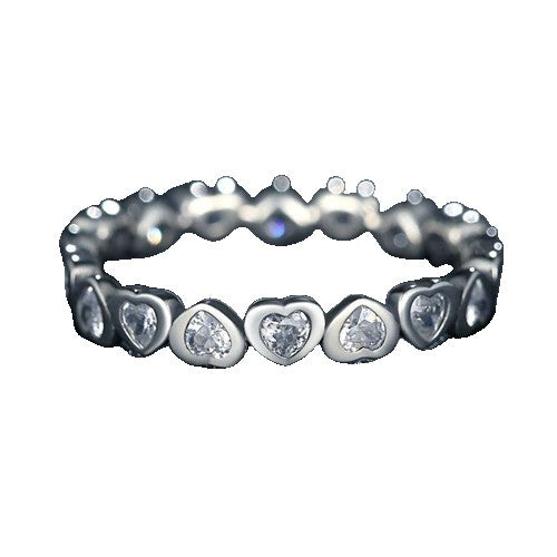 Inel Argint 925 Circular Inimi cu Pietre M53