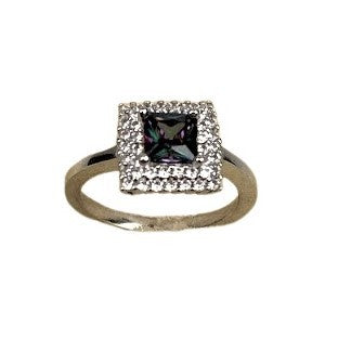 Inel Argint 925 cu Topaz Mare Patrat M 50 - vivimall.ro