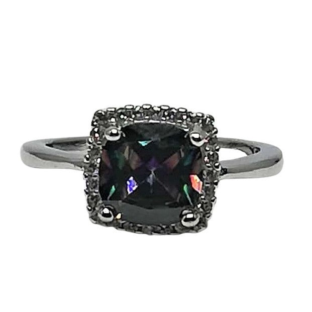 Inel Argint 925 cu Topaz Mare Patrat M 56 - vivimall.ro