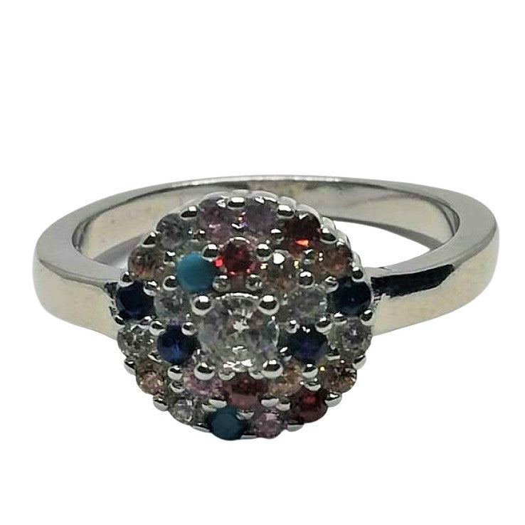 Inel Argint 925 Floare cu Pietre Colorate M 56 - vivimall.ro