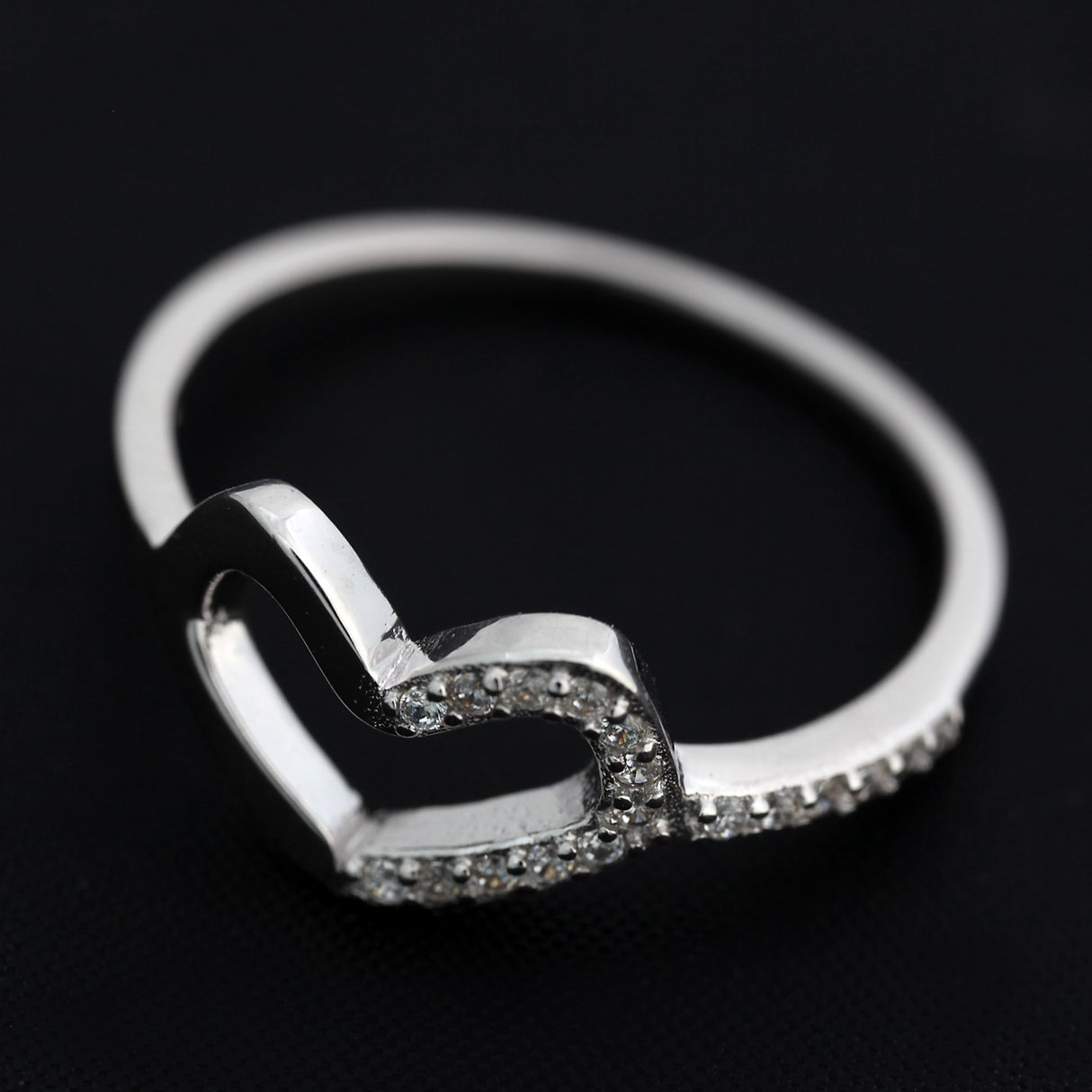 Inel din Argint 925, model Inima cu pietre, marimea 49 - vivimall.ro