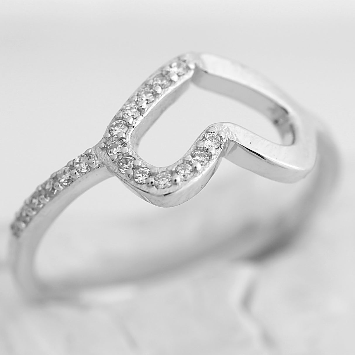 Inel din Argint 925, model Inima cu pietre, marimea 56 - vivimall.ro