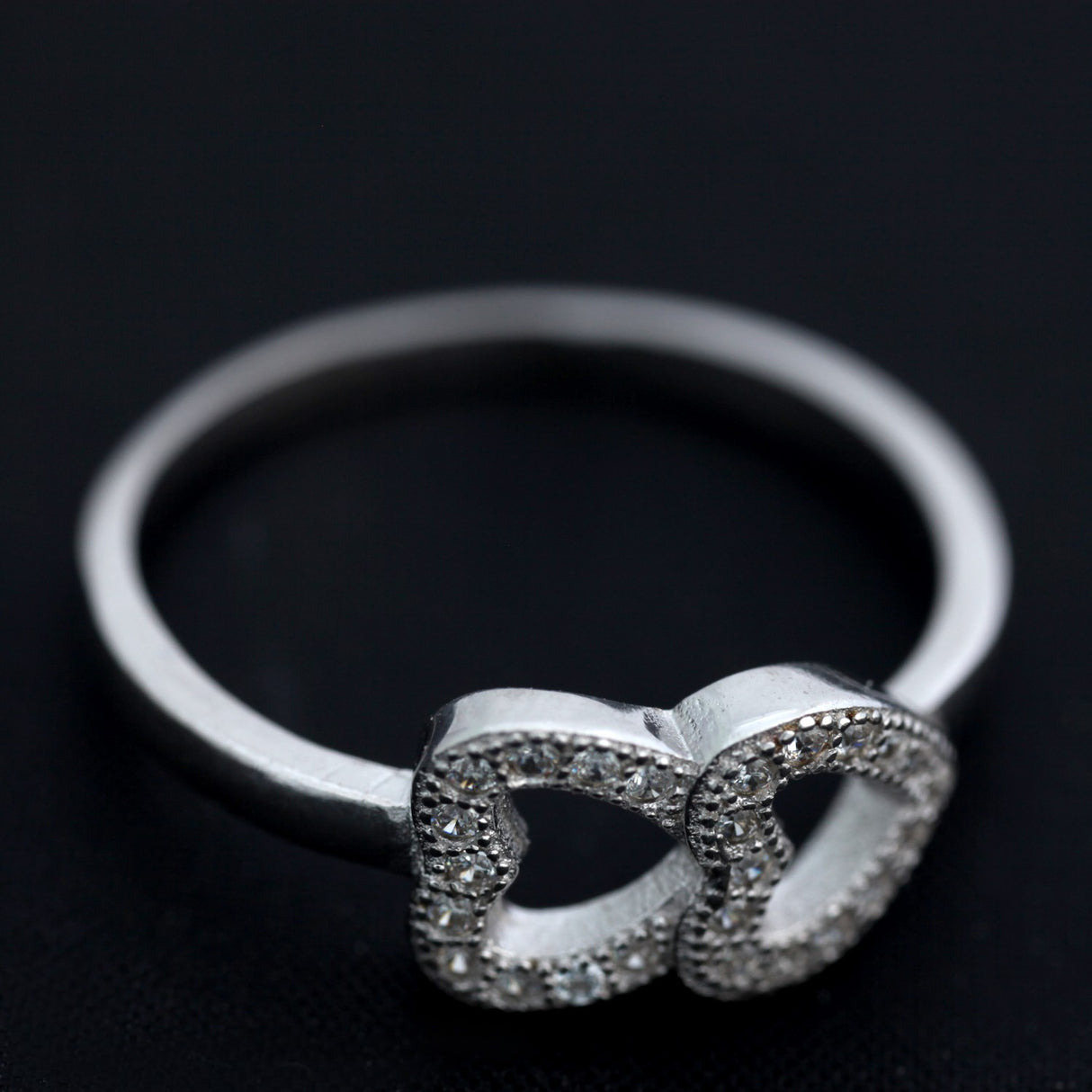 Inel Double Heart din Argint 925 placat cu rodiu, marimea 54 - vivimall.ro