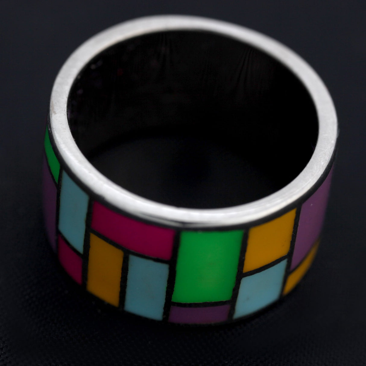 Inel tip verigheta din Argint 925 cu Email, marimea 51 - vivimall.ro