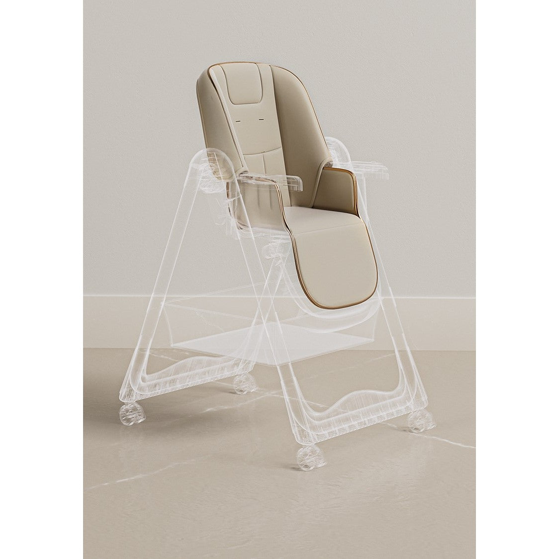 Scaun de Masa pentru Bebelusi si Copii, Flippy, 2 Tavite si Husa Detasabile, Multifuncțional, Stabil, Centura de Siguranta, Inaltime Ajustabila, Spatar Reglabil Moale, Cos de Depozitare, 100x50x80cm, de la 6 Luni, Crem - vivimall.ro