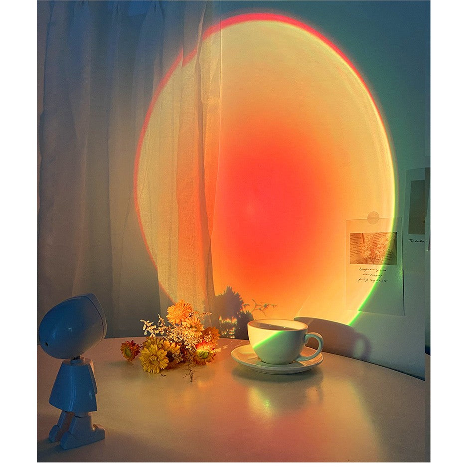 Lampa led cu proiectie apus de soare robotel cu cap magnetic,Vivimall, inaltime 13 cm, pentru dormitor, camera zi, conectare pe USB, rotire 360 grade - vivimall.ro