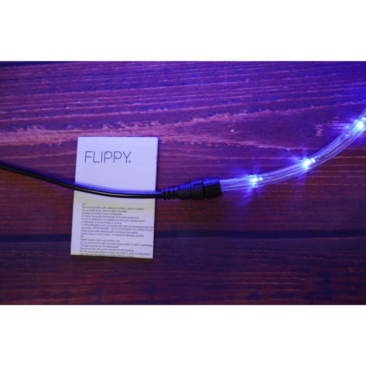 Instalatie Craciun, 14 m, 336 Led-uri, Furtun Luminos, Albastru, Transformator, 8 jocuri de lumini, Sectionabila, 220 V, Vivimall - vivimall.ro