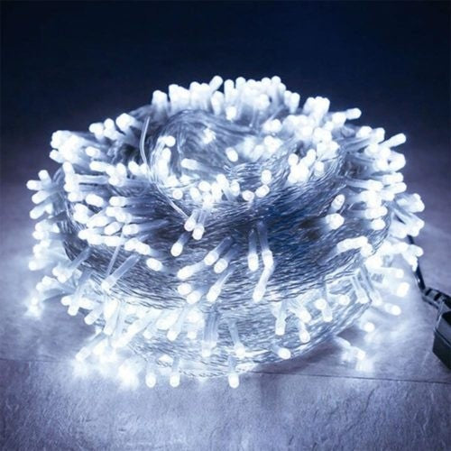 Instalatie Craciun, 210 m, 5040 Led-uri ,Franjuri, Alb rece, Flash, Alimentator, Interconectabila, Prelungitor 6.5 m inclus, Fir Transparent Cauciucat, 220v, Vivimall - vivimall.ro