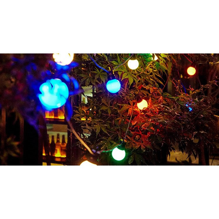 Instalatie Craciun, 5 metri, 15 Becuri LED rotunde, pentru exterior cu incarcare la sursa de curent si telecomanda cu 8 functii, Vivimall - vivimall.ro