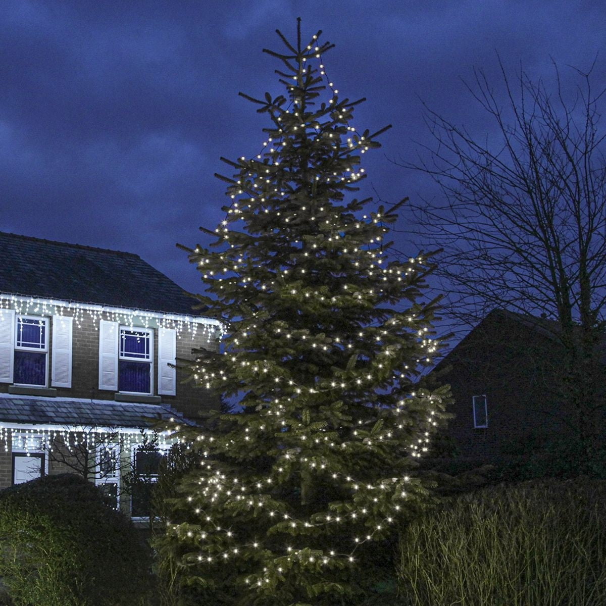 Instalatie Craciun, 45 m, 450 Led-uri ,Liniara, Alb rece, 8 jocuri de lumini, Transformator, Interconectabila, Prelungitor 3 m inclus, Fir Transparent, Vivimall - vivimall.ro