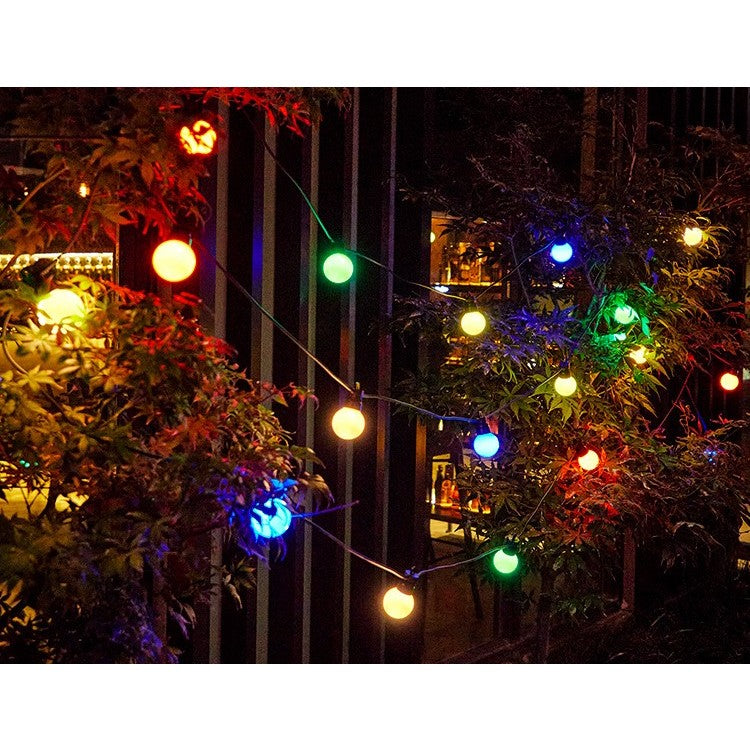 Instalatie Craciun, 5 metri, 10 Becuri LED rotunde, pentru exterior cu incarcare la sursa de curent, Vivimall - vivimall.ro