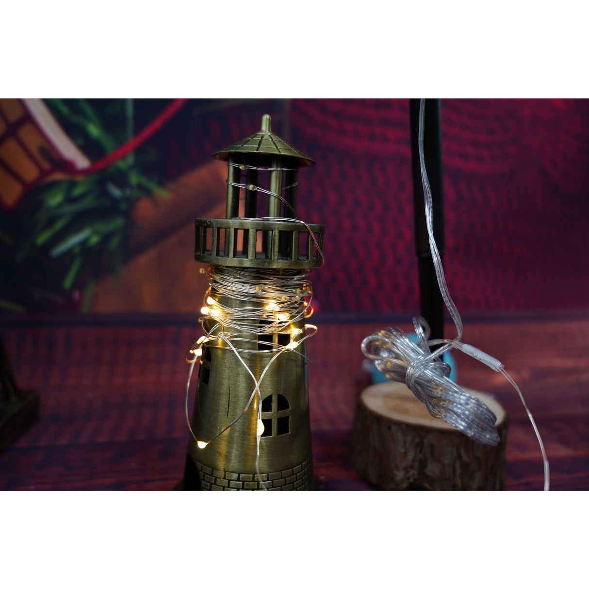 Instalatie Craciun, 5 metri, 50 de LED-uri, alb cald, cu energie solara, fir de cupru, liniar, interior/exterior, Vivimall - vivimall.ro