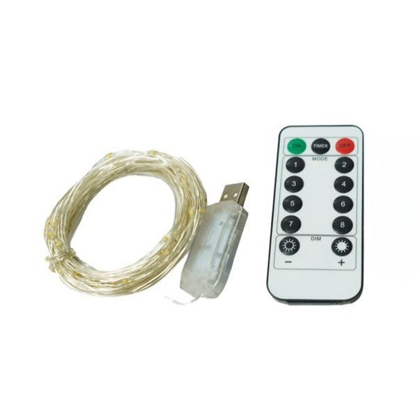 Instalatie Craciun, 5 metri, 50 LED-uri, USB, Telecomanda cu 8 functii, Multicolor, Vivimall - vivimall.ro