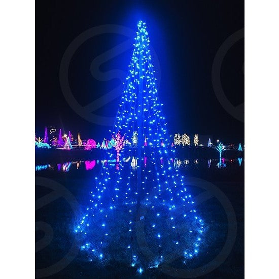 Instalatie Craciun, 75 m, 750 Led-uri ,Liniara, Albastru, 8 jocuri de lumini, Transformator cu telecomanda, Interconectabila, Prelungitor 5 m inclus, Fir Transparent, Vivimall - vivimall.ro