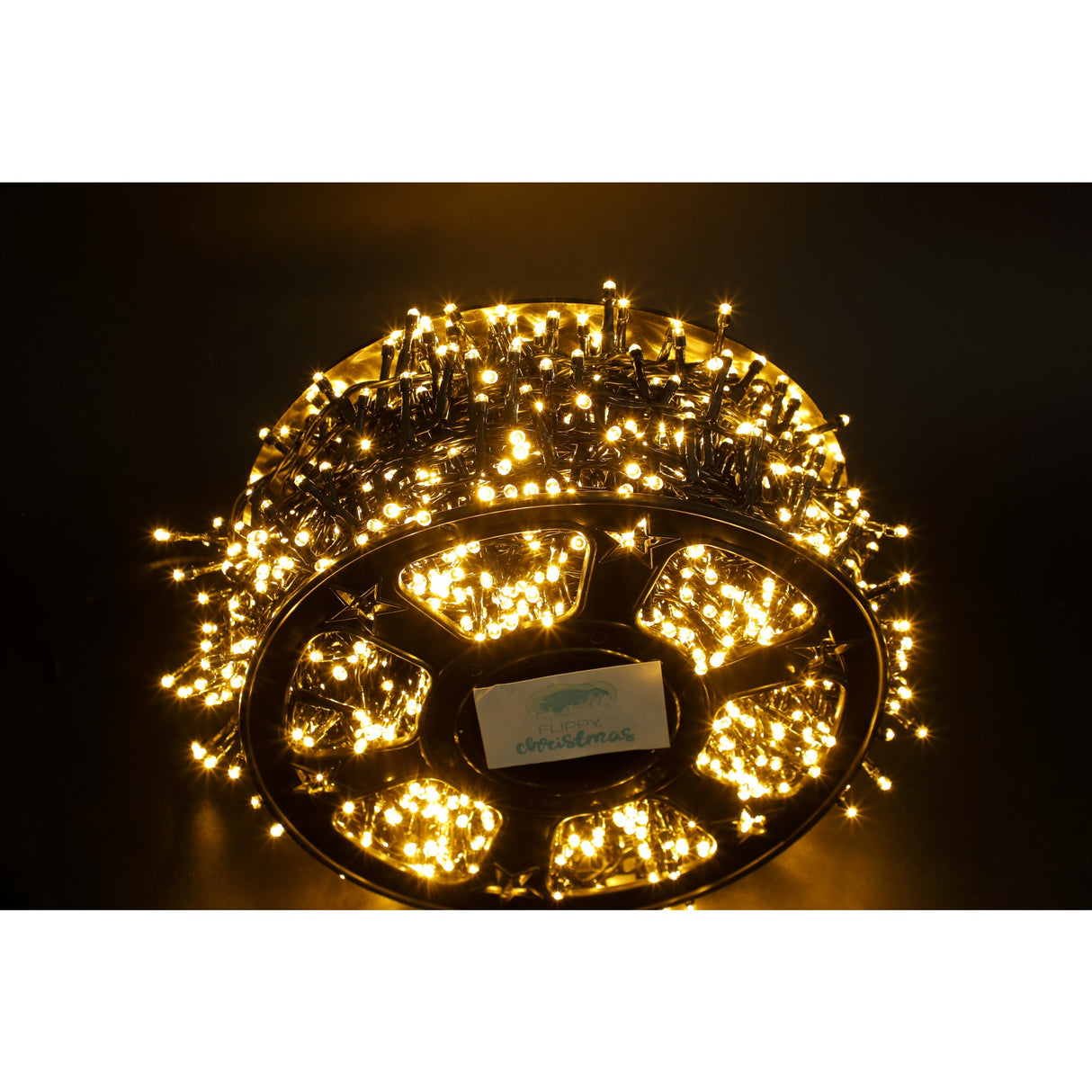 Instalatie Craciun liniara cu transformator, 50m, alb cald, 2000 LED-uri, fir negru, 8 jocuri de lumini, Vivimall - vivimall.ro