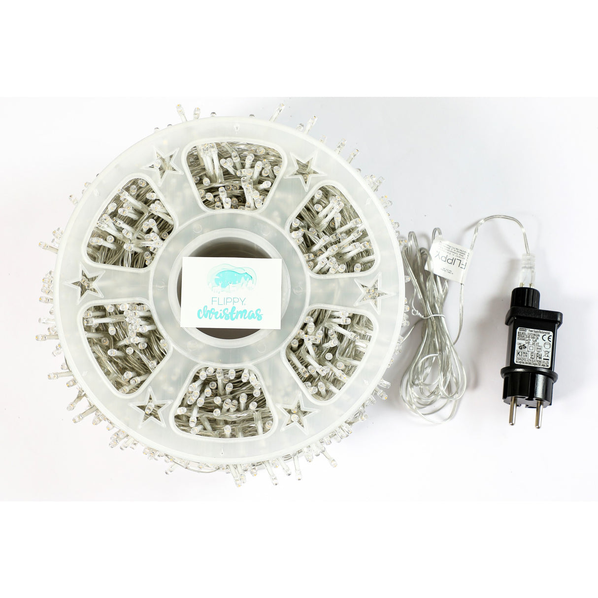 Instalatie Craciun liniara, fir transparent, cu transformator, 50m, alb cald, 2000 LED-uri, 8 jocuri de lumini, Vivimall - vivimall.ro