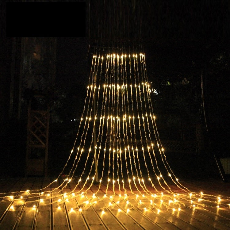 Instalatie Craciun Profesionala de Exterior IP65, Tip Perdea, 4m x 5m, 2000 Led-uri Mari, Alb cald, cu flash, Alimentator 1,5 m, Interconectabila, Fir negru, Vivimall - vivimall.ro