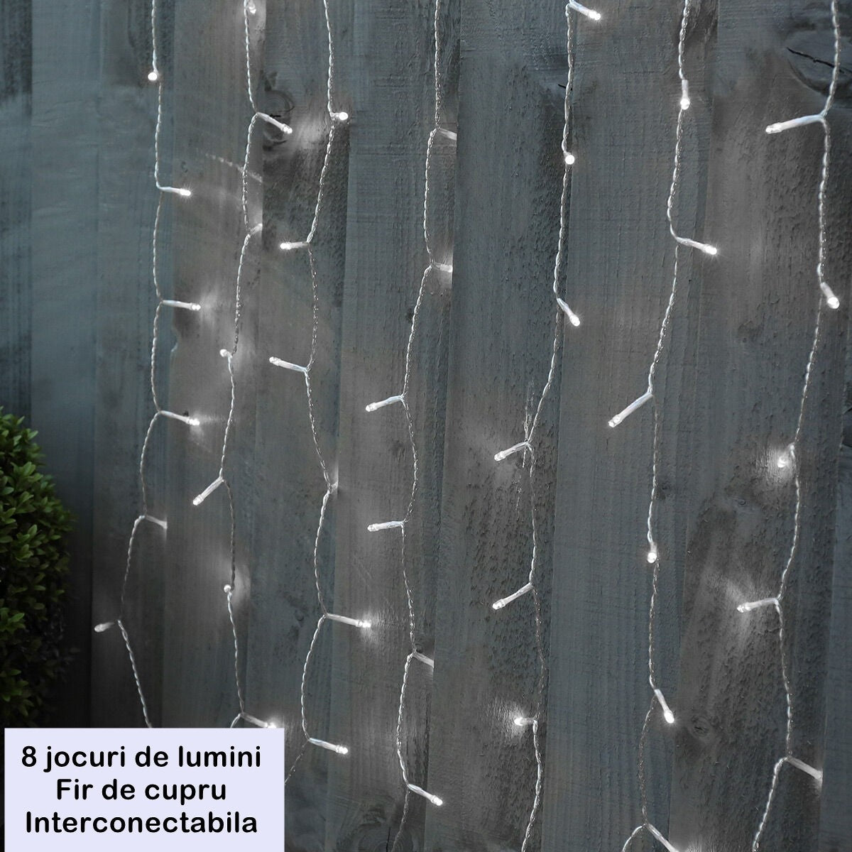 Instalatie Craciun, Tip Perdea, 1 m x 1 m, 60 LED-uri, Alb Rece, Controler, 8 jocuri de lumini, Interconectabila, Fir transparent, Interior/ Exterior, Vivimall - vivimall.ro