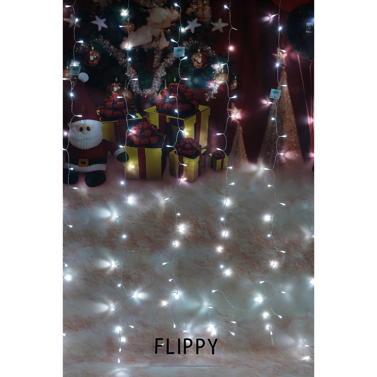 Instalatie Craciun, Tip Perdea, IP44, 10 m x 2 m, 1200 LED-uri, Alb rece, cu flash, Transformator, Interconectabila, Prelungitor 3 m inclus, Fir transparent, Interior/ Exterior, Vivimall - vivimall.ro