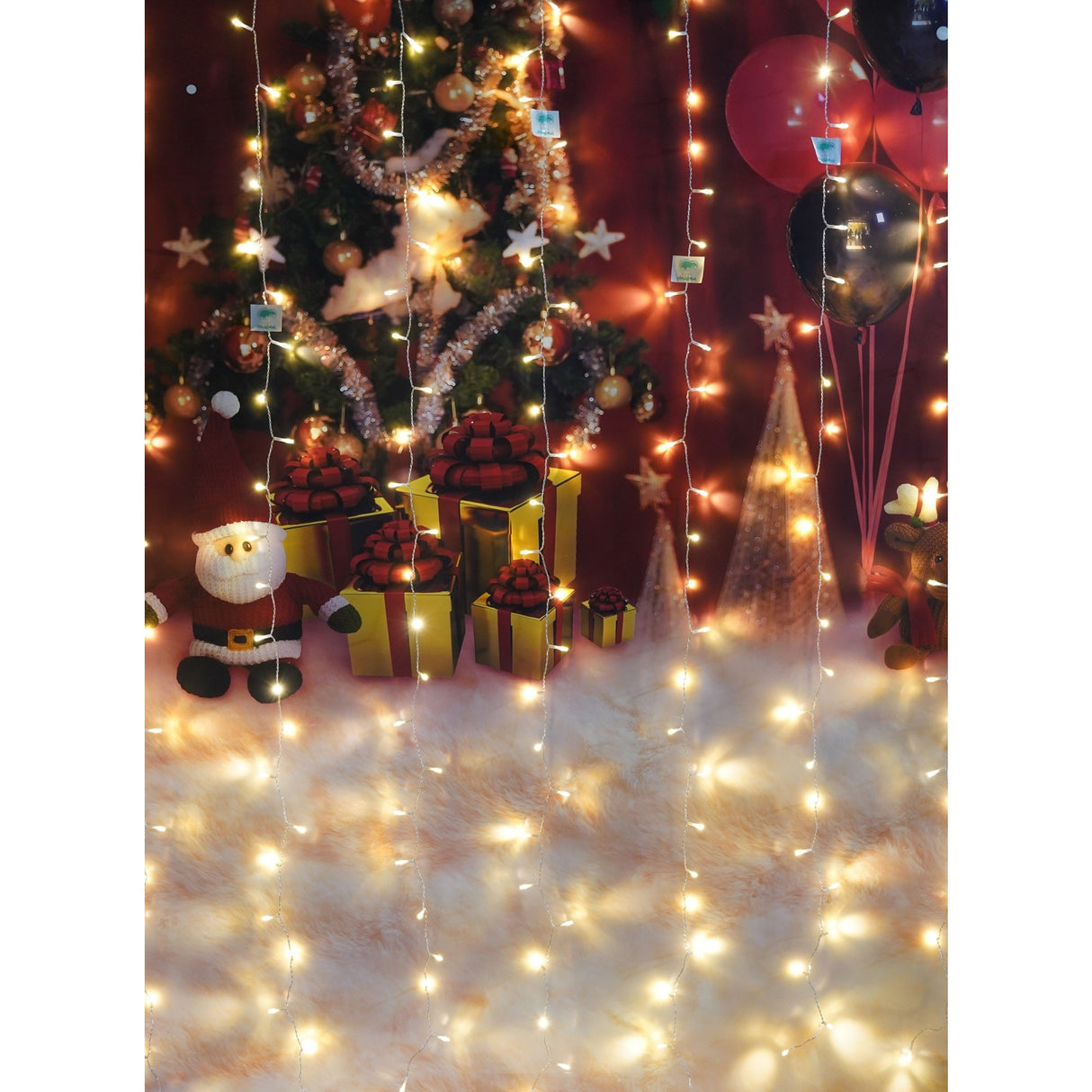 Instalatie Craciun, Tip Perdea, IP44, 6 m x 2 m, 720 LED-uri, Alb cald, 8 jocuri de lumini, Transformator, Interconectabila, Prelungitor 3 m inclus, Fir transparent, Interior/ Exterior, Vivimall - vivimall.ro