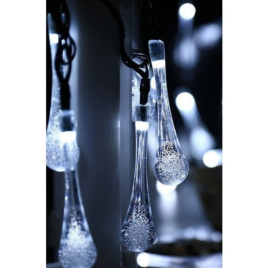 Instalatie Craciun, Tip Picaturi, 20 Led-uri, 5 metri, Alb rece, Energie solara, Senzor de lumina, Vivimall - vivimall.ro