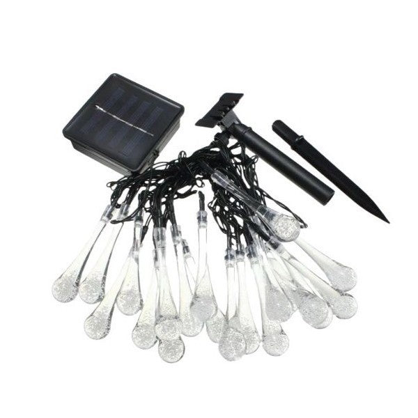 Instalatie Craciun, Tip Picaturi, 20 Led-uri, 5 metri, Alb rece, Energie solara, Senzor de lumina, Vivimall - vivimall.ro