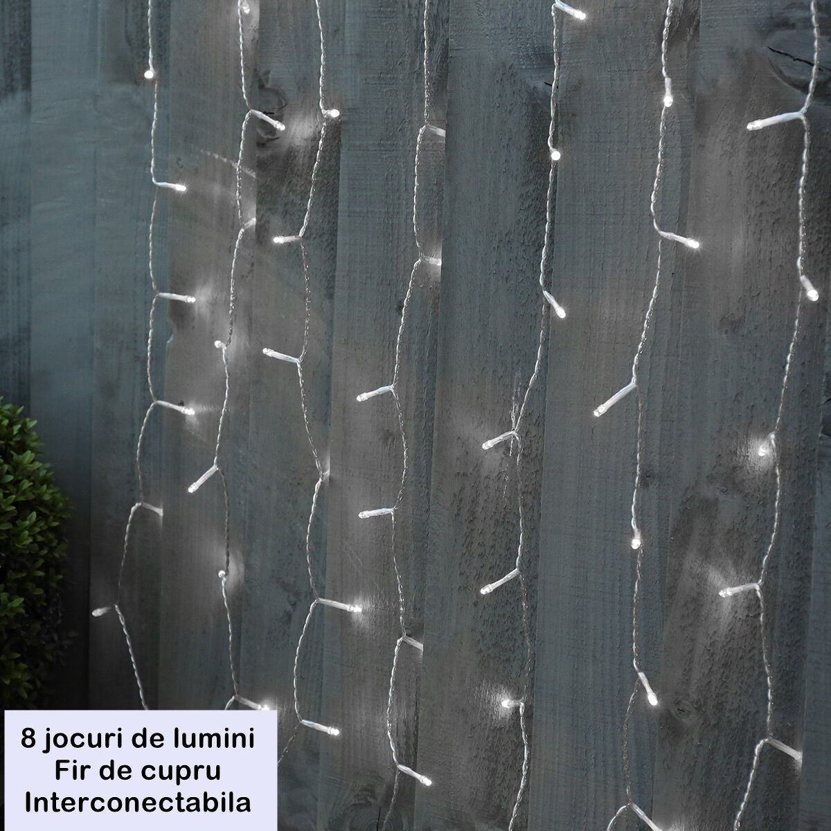 Instalatie Craciun Yoto, Tip Perdea, 2 m x 1 m, 120 LED-uri, Prelungitor 1.5 m, 8 Jocuri de Lumini, Interconectabila, Fir transparent, Interior/Exterior, Alb Rece - vivimall.ro