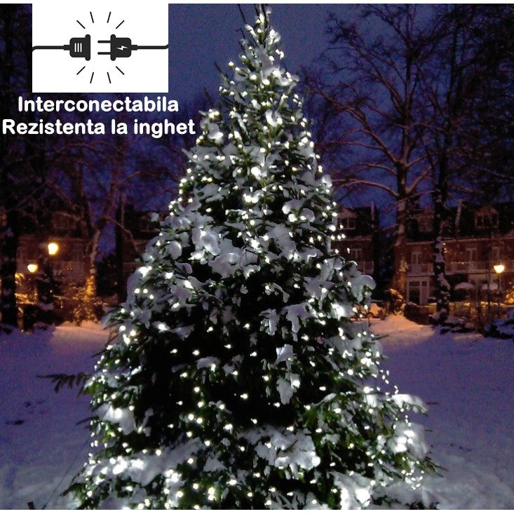 Instalatie Craciun Yoto, Tip Plasa, 3 m x 1 m, 160 LED-uri, Prelungitor 1.5 m, 8 Jocuri de Lumini, Interconectabila, Fir transparent, Interior/Exterior, Alb Rece - vivimall.ro