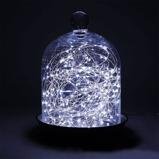 Instalatie de Craciun cu Baterii Tip Liniar, 2 jocuri de lumini, Fir Cupru 5 m 50 LED -uri, Alb Rece - vivimall.ro