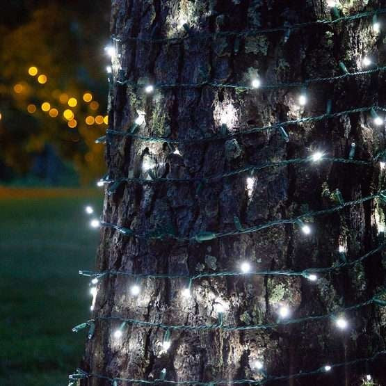 Instalatie de Craciun cu Baterii Tip Liniar, 2 jocuri de lumini, Fir Verde 5 m 50 LED -uri, Alb Rece - vivimall.ro