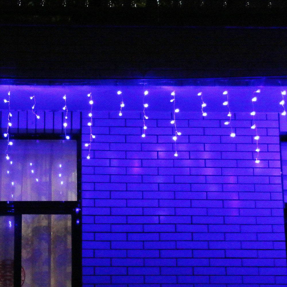 Instalatie de Craciun Flippy® Tip Franjuri, 12 m, 300 LED-uri, Interconectabila, Albastru - vivimall.ro