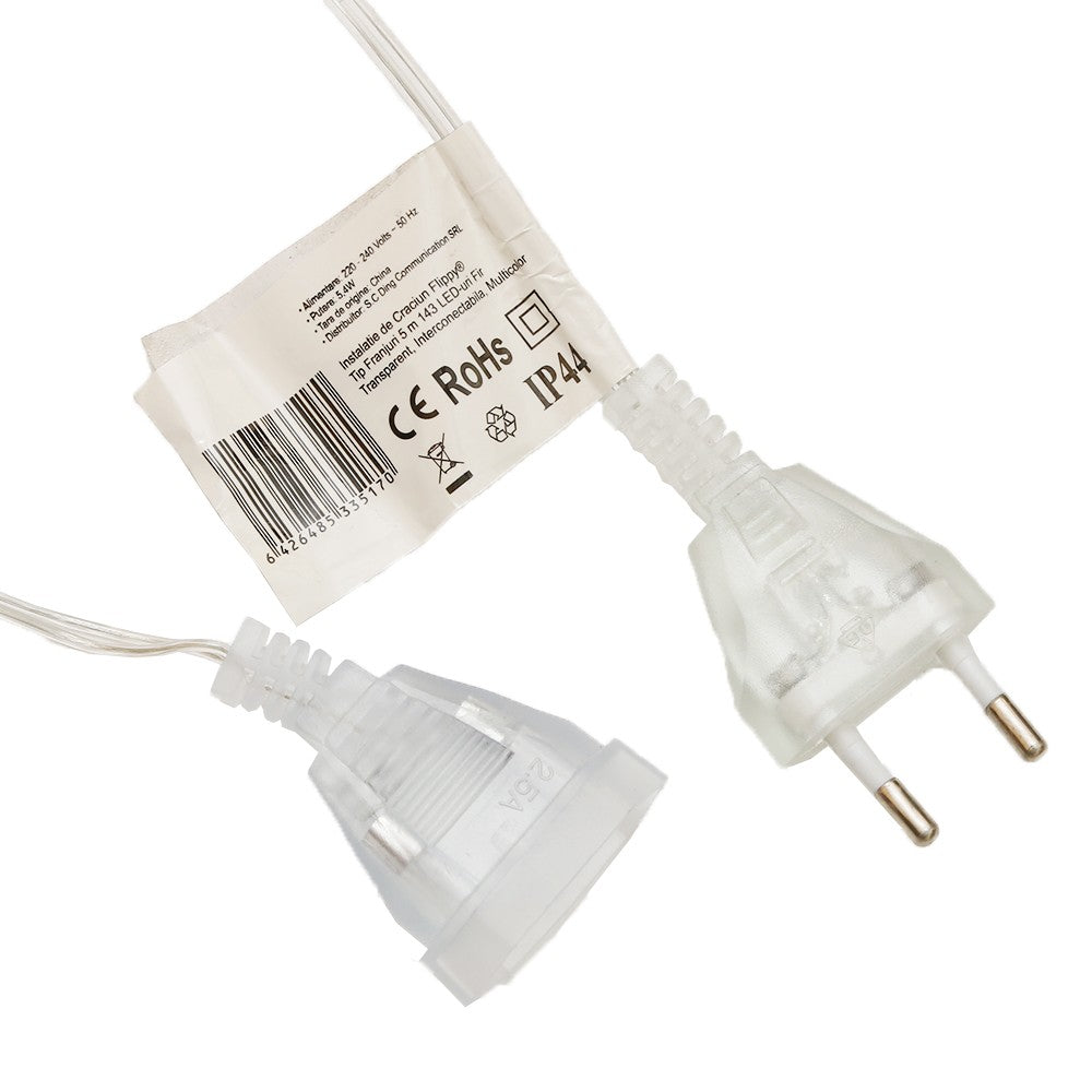 Instalatie de Craciun, Flippy®, Tip Franjuri, 5 m, 143 LED-uri, Interconectabila, Multicolor - vivimall.ro