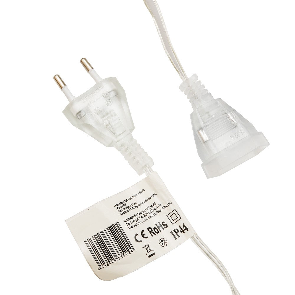 Instalatie de Craciun, Flippy®, Tip Franjuri, 7 m, 200 LED-uri, Interconectabila, Albastru - vivimall.ro