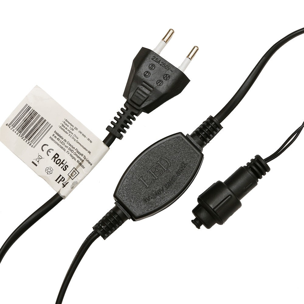 Instalatie de Craciun, Flippy®, Tip Liniara, 9 m, 40 LED-uri, Model Bulb, Interconectabila, Multicolor - vivimall.ro