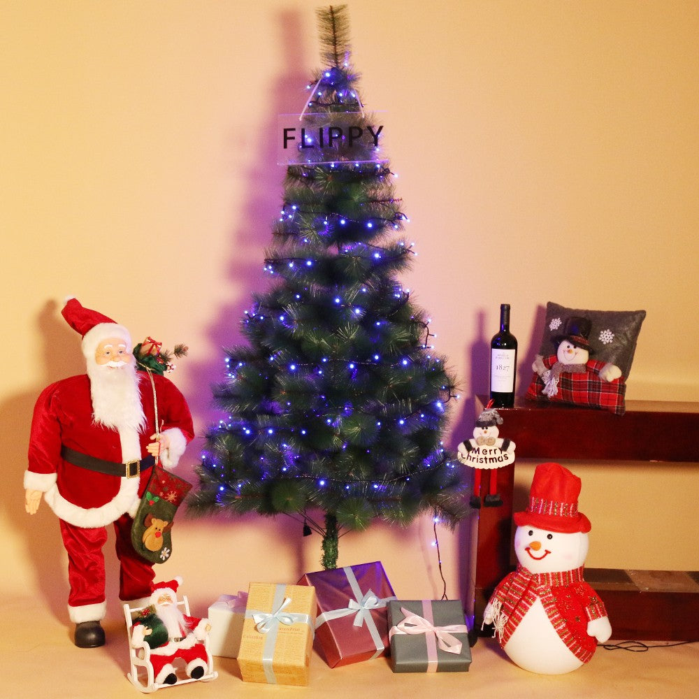 Instalatie de Craciun, Flippy®, Tip Liniara, Fir Negru, 17 m, 200 LED-uri, Interconectabila, Albastru - vivimall.ro