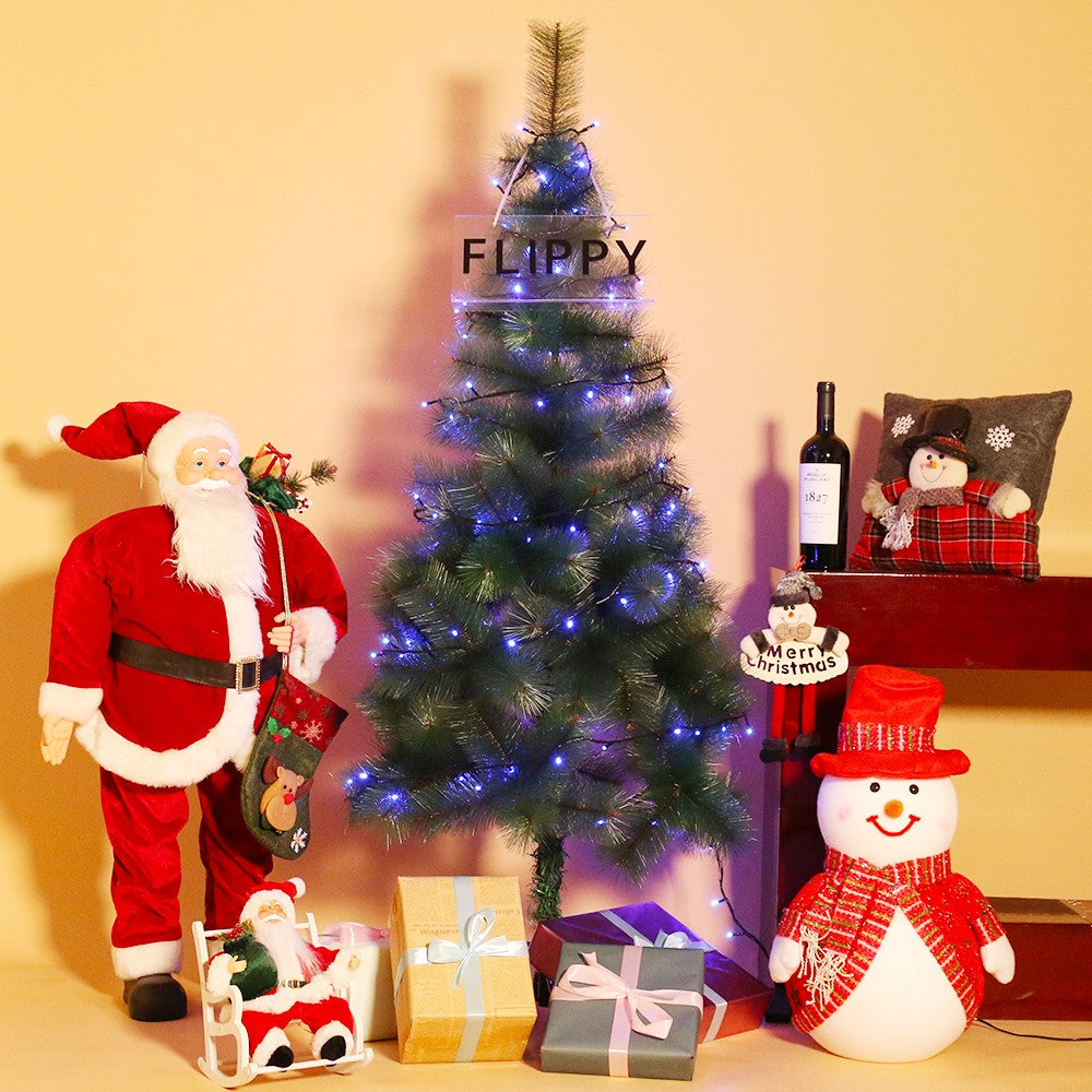 Instalatie de Craciun, Flippy®, Tip Liniara, Fir Negru, 9 m, 100 LED -uri, Interconectabila, Albastru - vivimall.ro