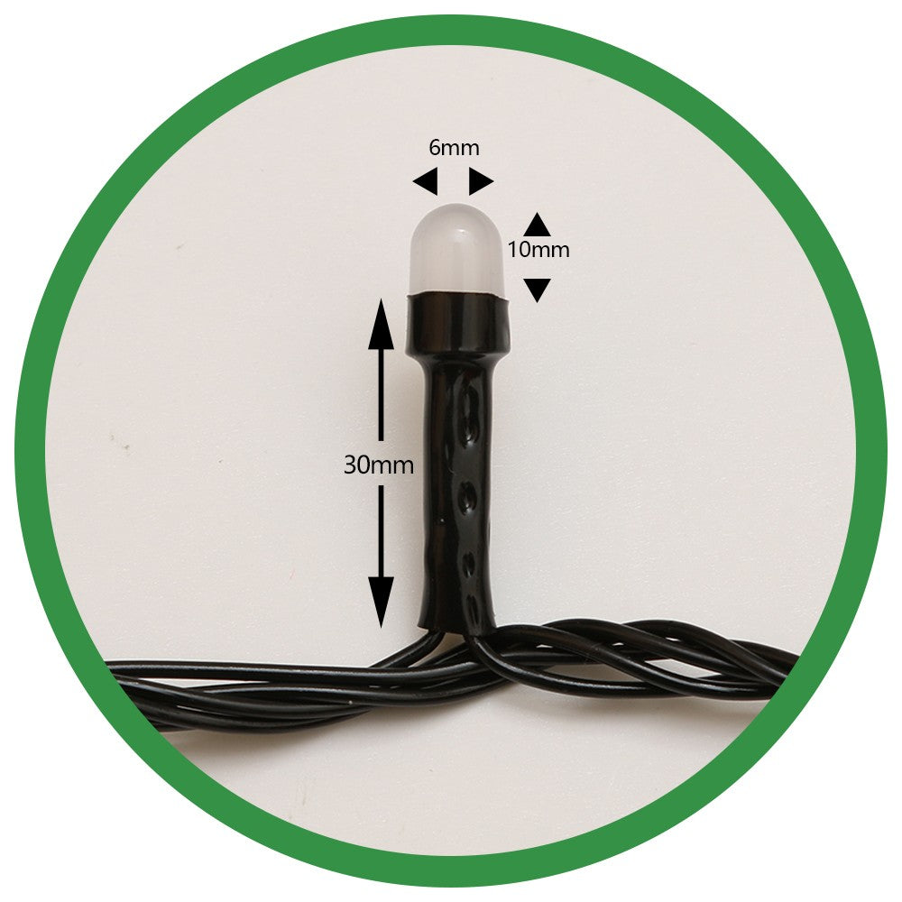 Instalatie de Craciun Flippy® Tip Liniara, Fir Negru, 9 m, 100 LED-uri Mari Rotunde, Interconectabila, Alb Cald - vivimall.ro