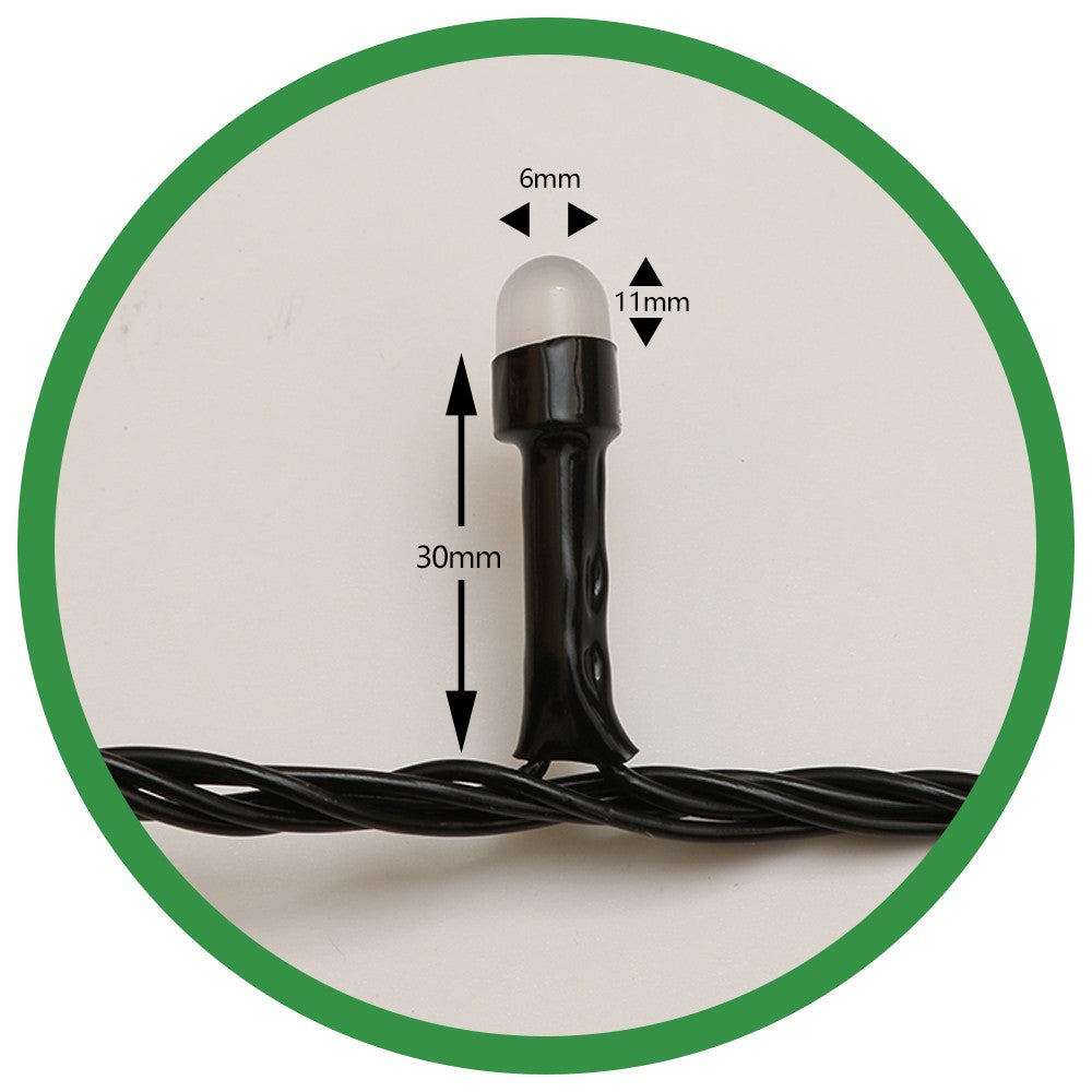 Instalatie de Craciun Flippy® Tip Liniara, Fir Negru, 9 m, 100 LED-uri Mari Rotunde, Interconectabila, Albastru - vivimall.ro