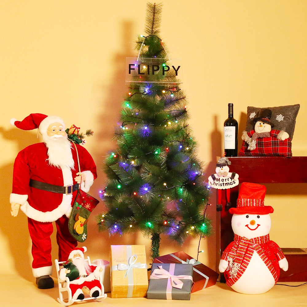 Instalatie de Craciun Flippy® Tip Liniara, Fir Negru, 9 m, 100 LED-uri Mari Rotunde, Interconectabila, Multicolor - vivimall.ro