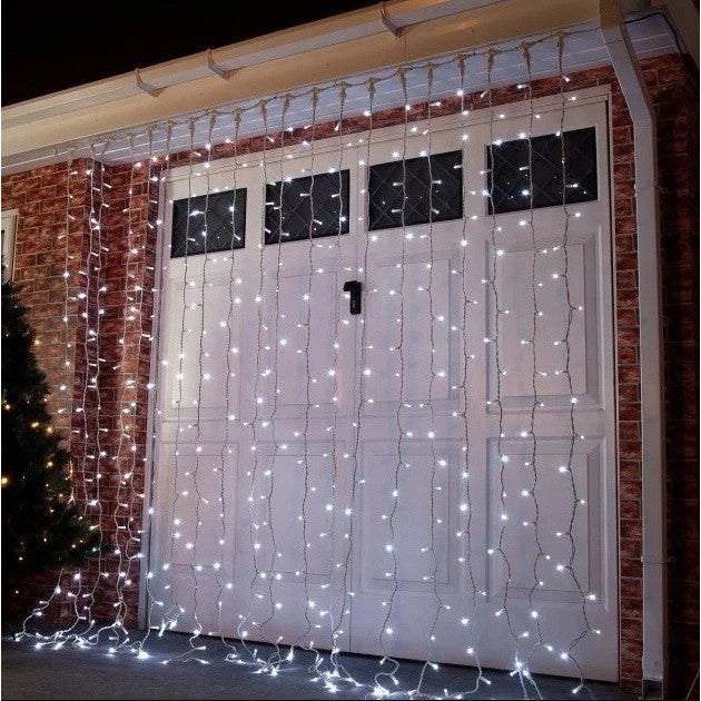 Instalatie de Craciun, Flippy®, Tip Perdea, 2 x 2 m, 240 LED-uri, Interconectabila, Alb Rece - vivimall.ro